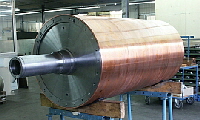 fertige Kupferwalze, Chill-Roll-Walze im Werk von Rolltec GmbH